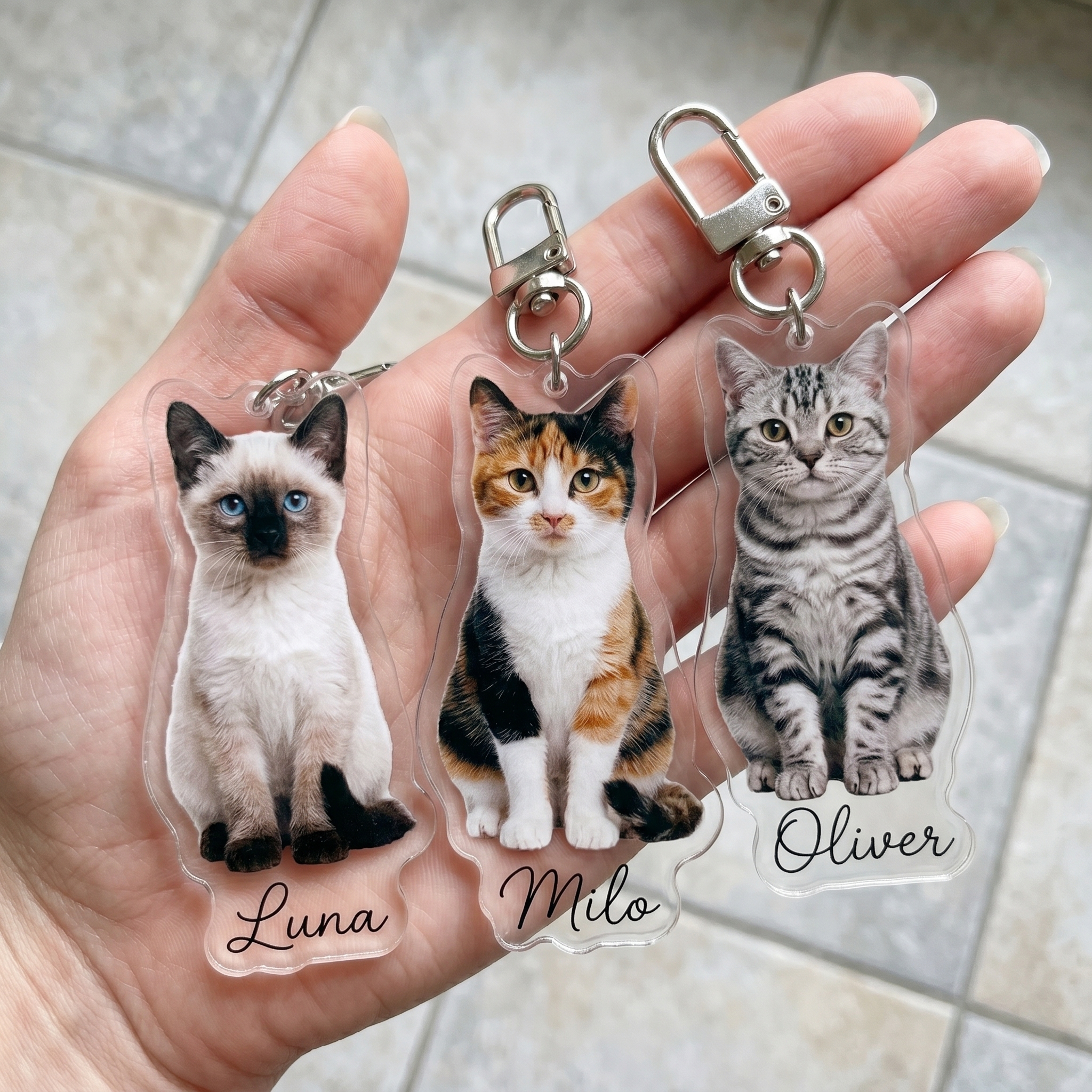 Custom pet acrylic keychains and bag charms